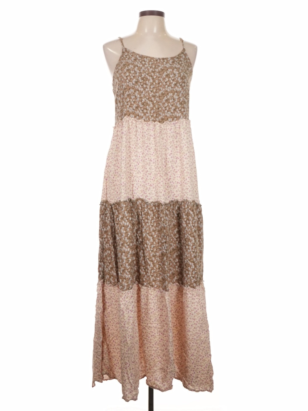 Natural Life Kaia Boho Cottagecore Mixed Floral Print Tiered Maxi Dress• Medium - Picture 4 of 7